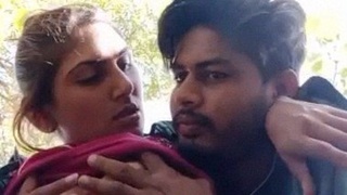 Dehati lovers engage in rough boob play and fondling