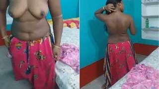 Tamil wife's boobs made by husband in video