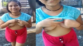 A stunning country girl flaunts her breasts for her boyfriend