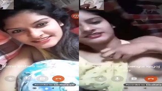 A young girl flaunts her breasts in a video call