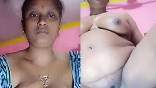 Aunty with a big ass unhappy with herself and masturbating