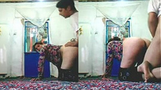 Desi couple caught having sex on the floor and secretly recording, interrupted by fugitive