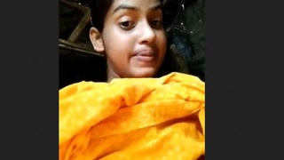 Cute Indian girl flaunts her natural boobs and pussy in village video