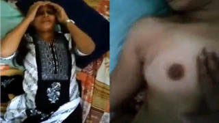 Desi girl sleeps in bed while man films her for porn