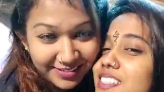 Two Indian women share a romantic kiss in a sensual video