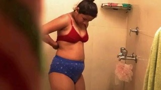 Hidden camera captures Desi's roommate showering and masturbating