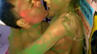 Desi lovers indulge in Holi bhang sex