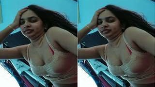 Exclusive Tamil wife in a red bra gets naughty