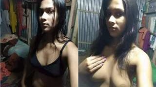 Exclusive Bangla amateur reveals her breasts in part one
