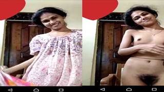 Bangla village girl shows off her hairy pussy on video call