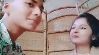 Cute couple enjoys a romantic evening at the restaurant