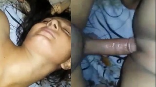 Horny college student gives a blowjob to a guy's big cock