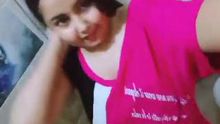 Horny girl gets naughty in the bathroom