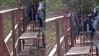 College student has sex with black lover in public area with camera capturing it