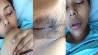 Desi girl's mms video features solo play with hairy pussy and boobs