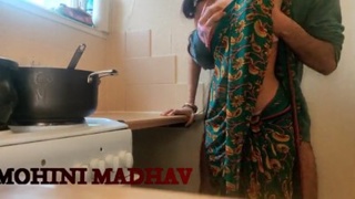Tamil wife stripping and fucking in kitchen