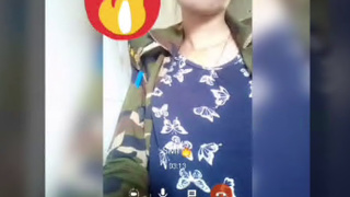 Desi officer pleasures her partner with fingering in video call