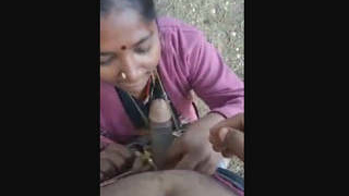 Indian wife Minette gives a blowjob in the village