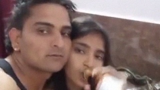 Desi couple's romantic foreplay captured in nude MMS