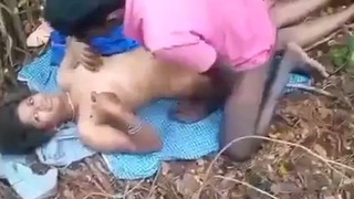 Rustic couple has outdoor adventure with sex