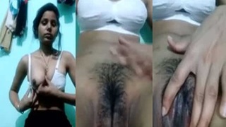 Naked teen girl Hindi MMC shows off her hairy pussy and naughty skills