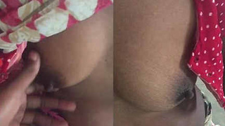 Desi Tamil aunty's boobs press on her boyfriend's chest