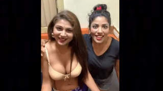 Horny babe flaunts her boobs in front of fans and friends