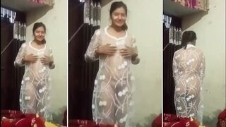 Indian bhabhi strips down and teases in sexy lingerie for hubby's camera