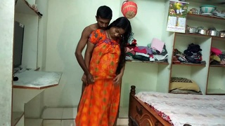Telugu wife gives a blowjob in the kitchen
