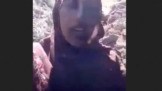 A girl from Patan shows off her body to a guy in the mountains and speaks Pashto