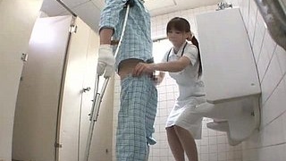 Japanese nurse uses her strength to extract a sample from a family member