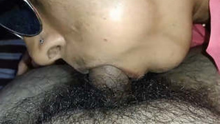 Indian wife gives a blowjob and gets a massive cumshot