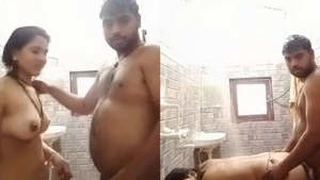 Blowjob and fucking in a steamy bathroom encounter